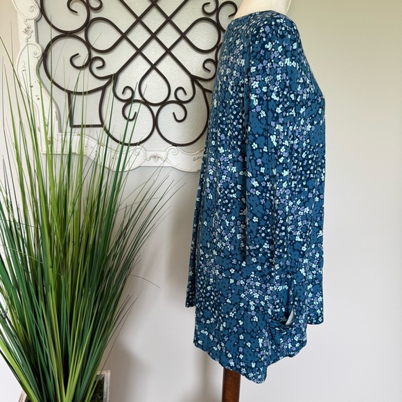 LOGO Size Large Floral Blue Women’s Blouse Top - Picture 3 of 6